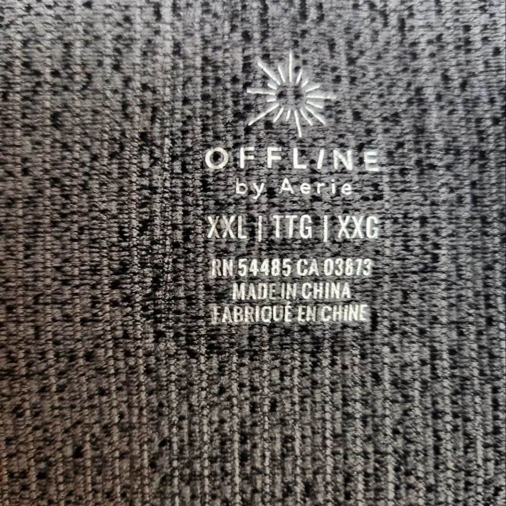 Aerie Offline Ribbed Long Sleeve Cropped Top Black Size XXL New
